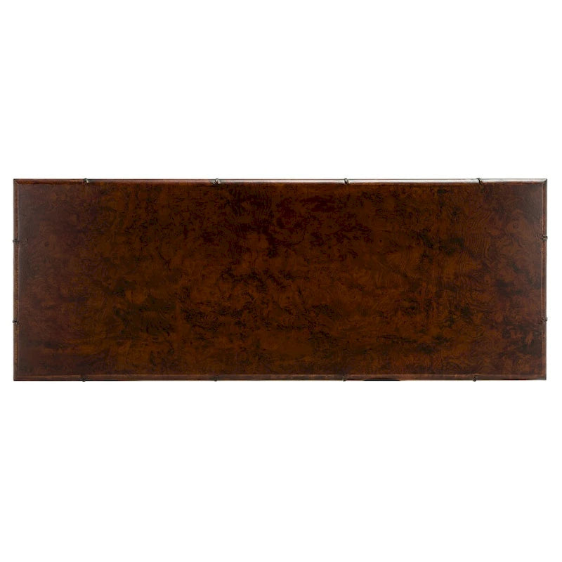 Console à 2 étagères marron foncé/doré - 42 L x 15,8 P x 29 H - 42Lx16Px29H