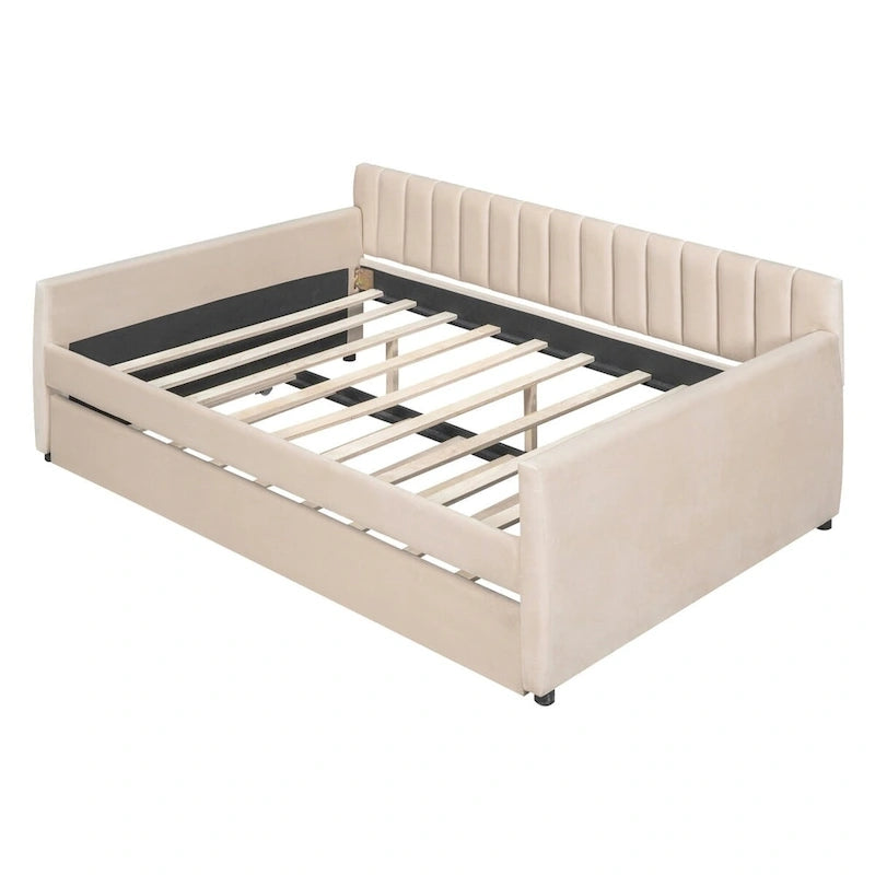 Lit de repos rembourré avec tiroirs/lit gigogne, support à lattes en bois