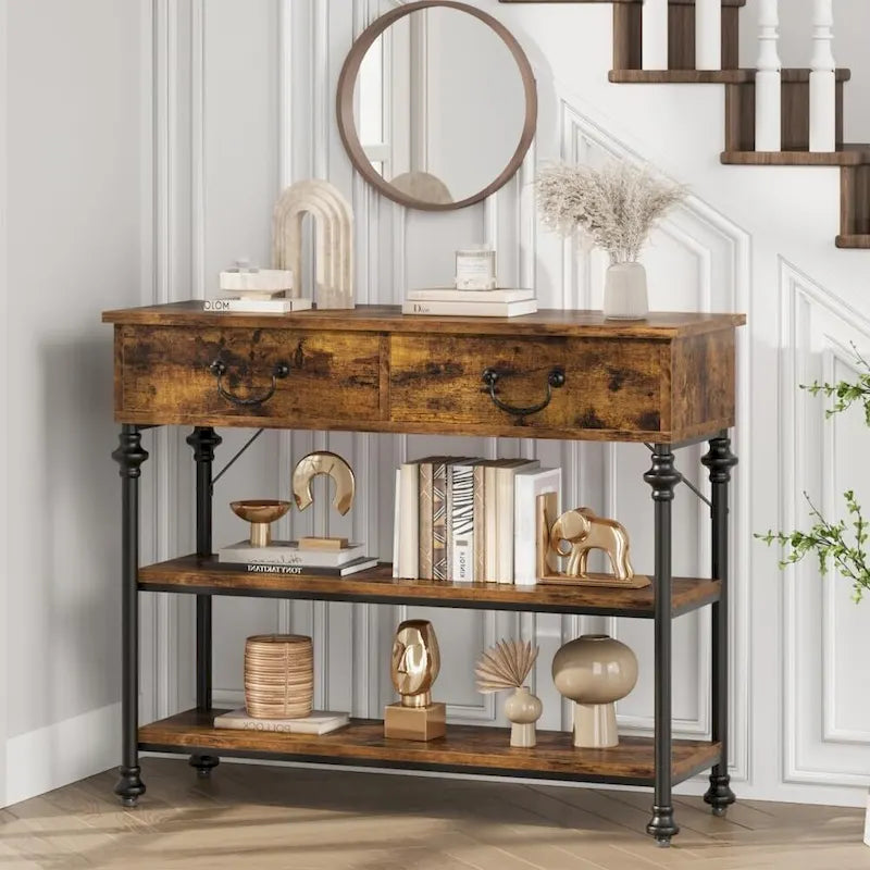 Console vintage glamour avec tiroirs