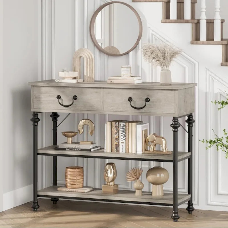 Console vintage glamour avec tiroirs