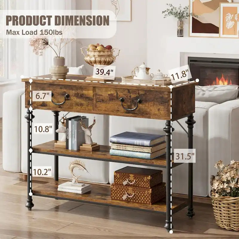 Console vintage glamour avec tiroirs