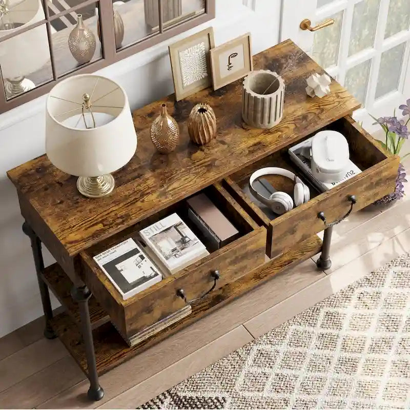 Console vintage glamour avec tiroirs