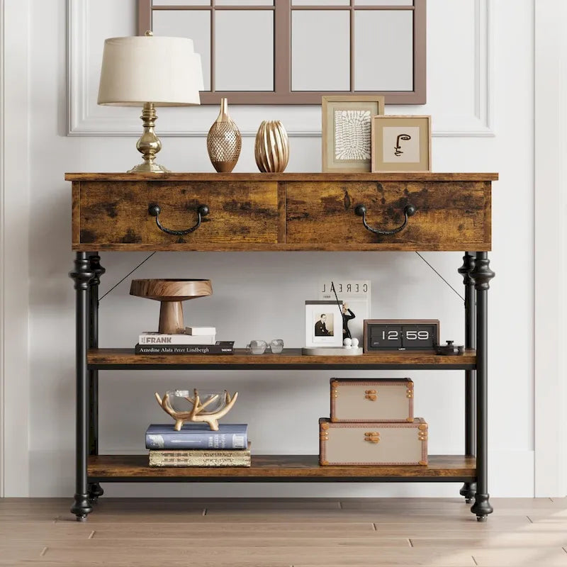Console vintage glamour avec tiroirs