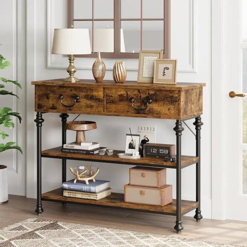 Console vintage glamour avec tiroirs