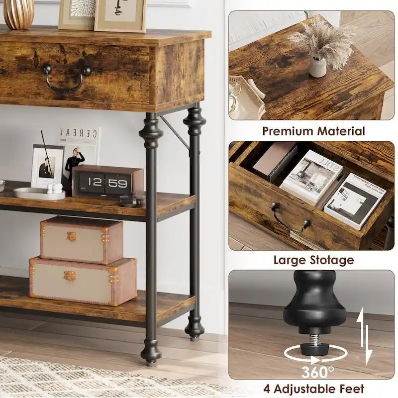 Console vintage glamour avec tiroirs