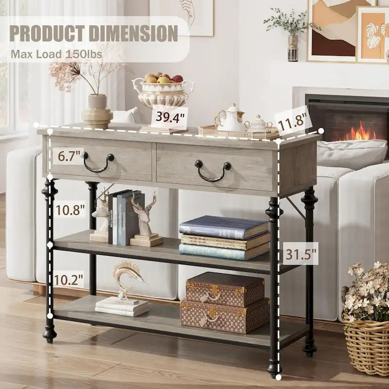 Console vintage glamour avec tiroirs