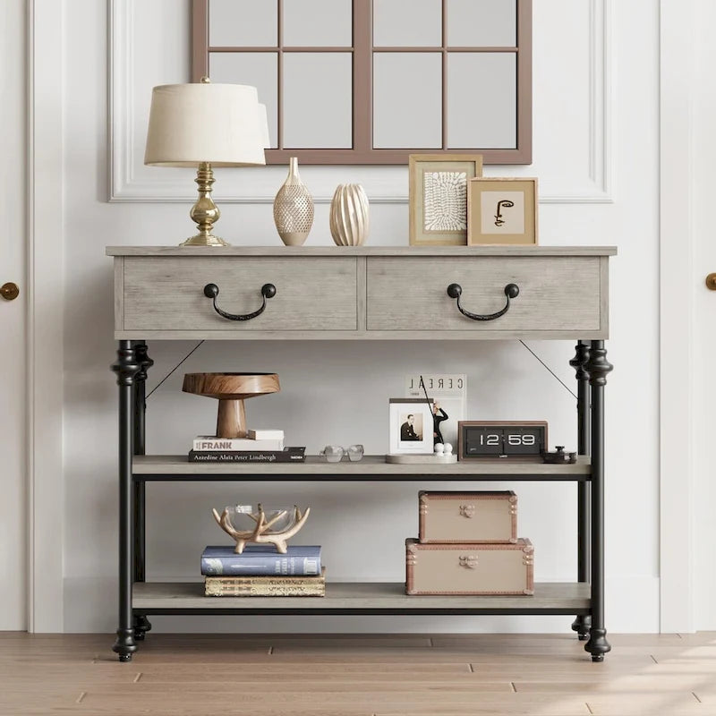 Console vintage glamour avec tiroirs