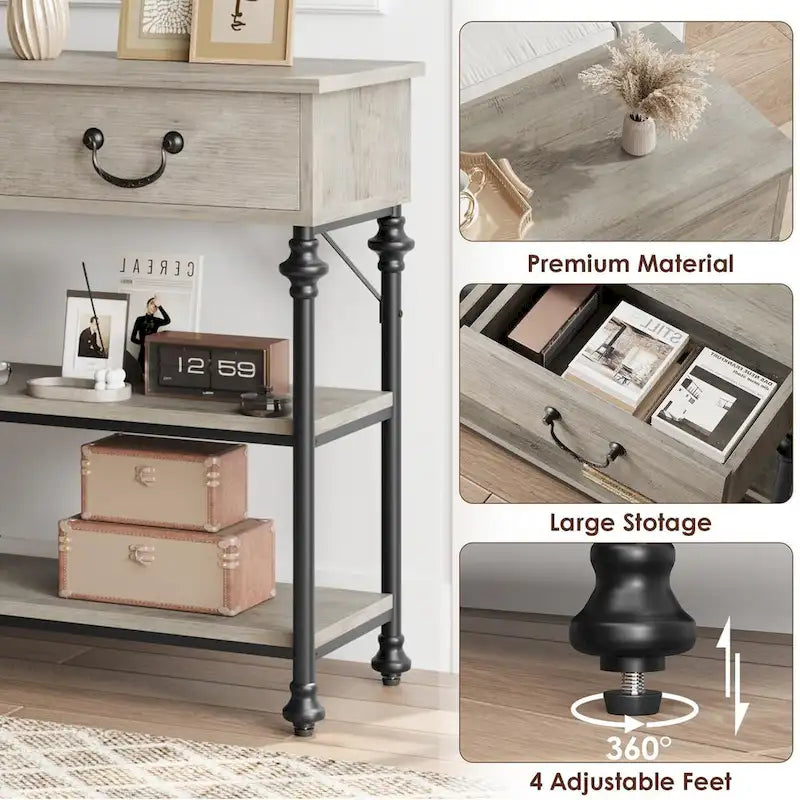 Console vintage glamour avec tiroirs
