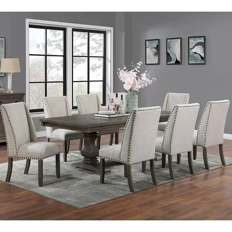 Table à manger rectangulaire en bois avec 1 rallonge en chêne