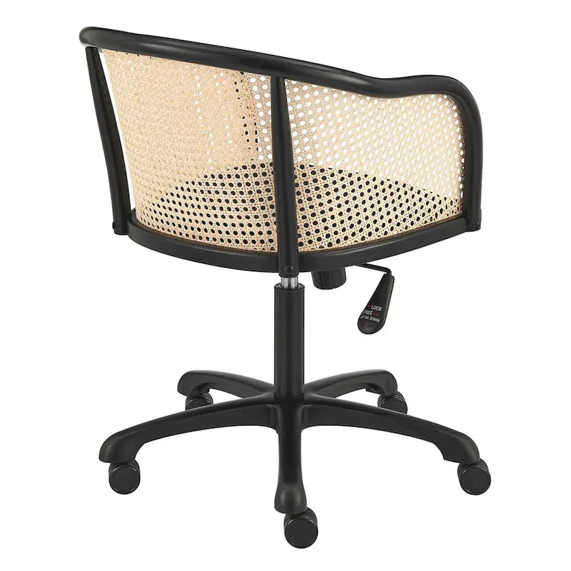 Chaise de bureau noire avec assise en velours noir et piètement noir