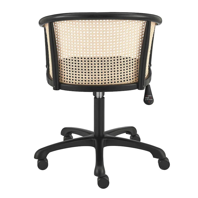 Chaise de bureau noire avec assise en velours noir et piètement noir