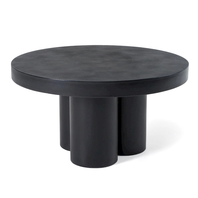Table Basse Ronde en Béton Noir Moderne