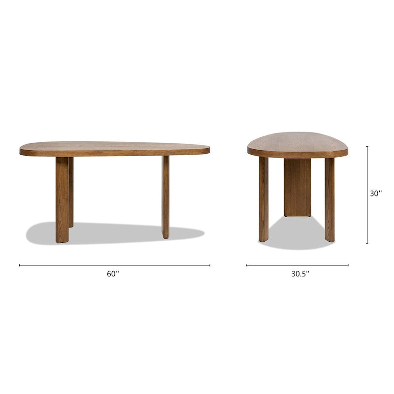 Console de 60 chêne, ovale oblongue
