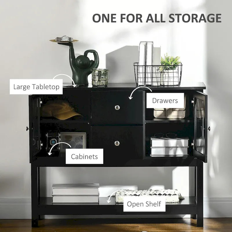 Meuble Buffet avec 2 Tiroirs et Porte Vitrée