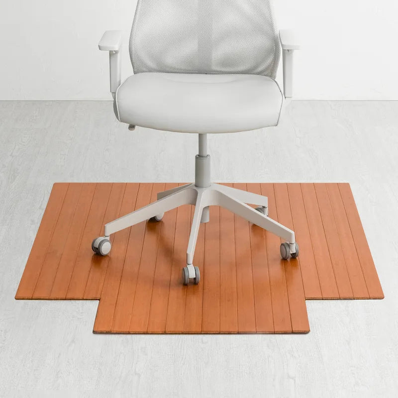 Tapis de chaise rectangulaire en bambou enroulable avec rebord - Protecteur et écologique, très résistant pour le bureau et la maison