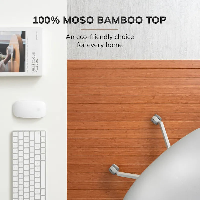 Tapis de chaise rectangulaire en bambou enroulable avec rebord - Protecteur et écologique, très résistant pour le bureau et la maison