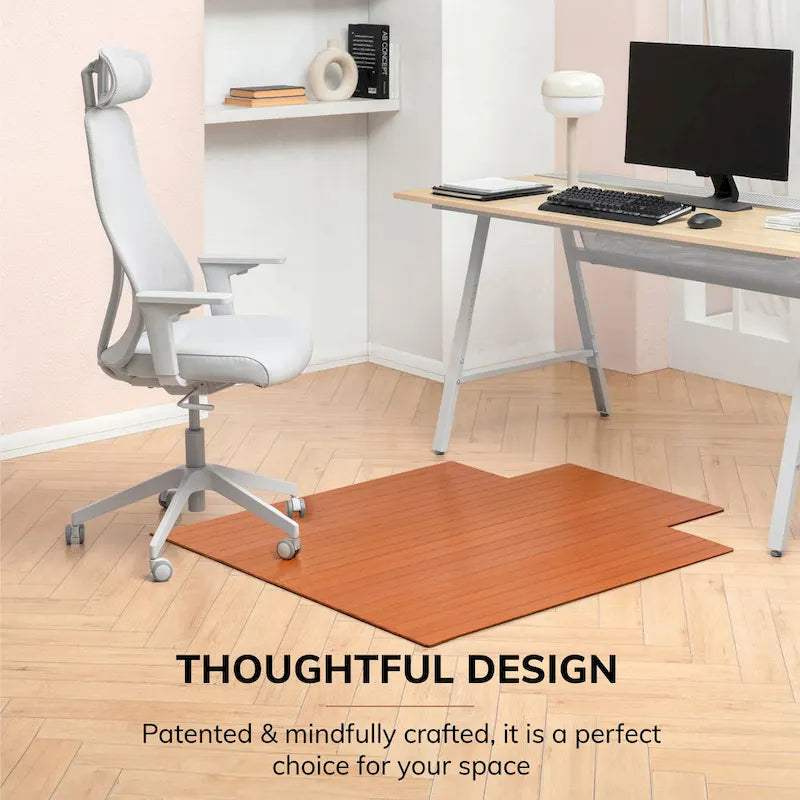 Tapis de chaise rectangulaire en bambou enroulable avec rebord - Protecteur et écologique, très résistant pour le bureau et la maison