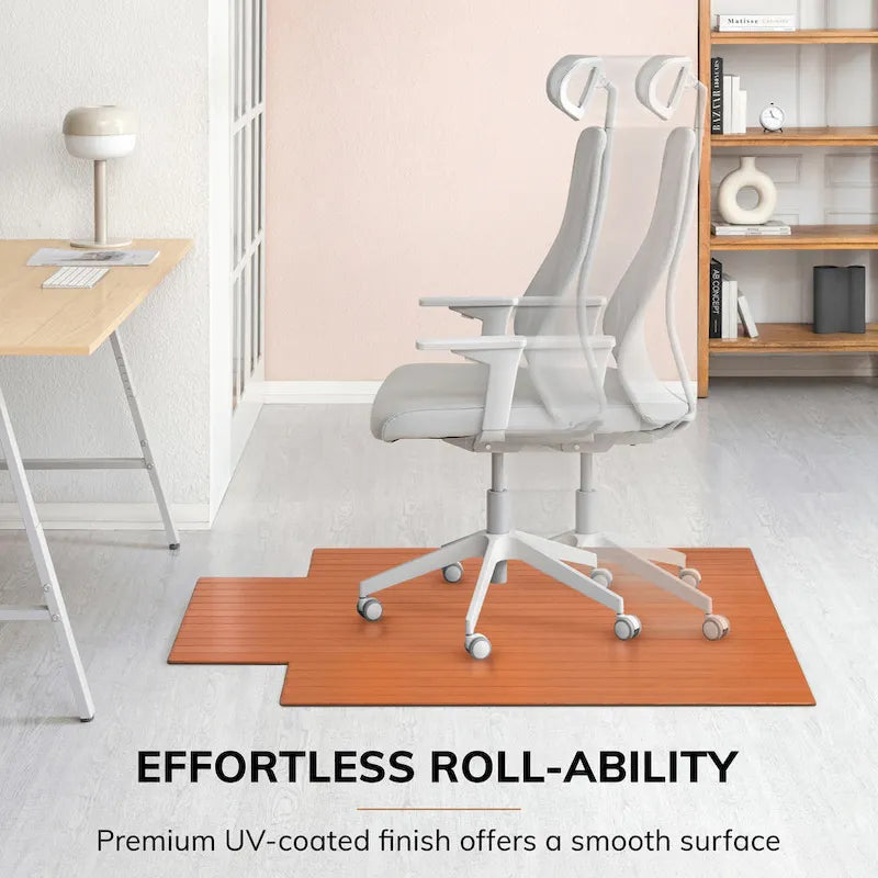 Tapis de chaise rectangulaire en bambou enroulable avec rebord - Protecteur et écologique, très résistant pour le bureau et la maison