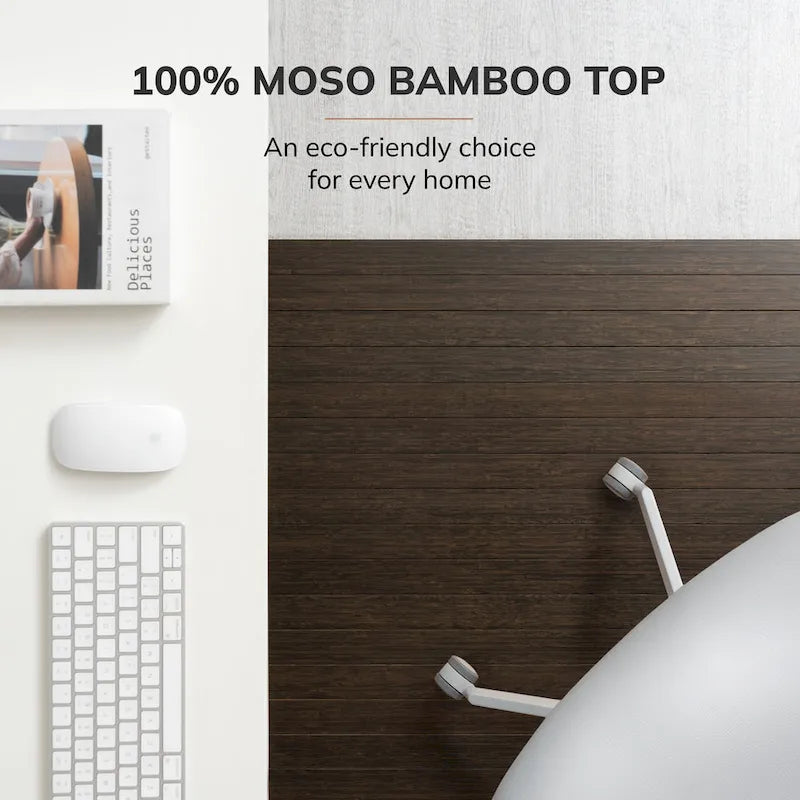 Tapis de chaise rectangulaire en bambou enroulable avec rebord - Protecteur et écologique, très résistant pour le bureau et la maison