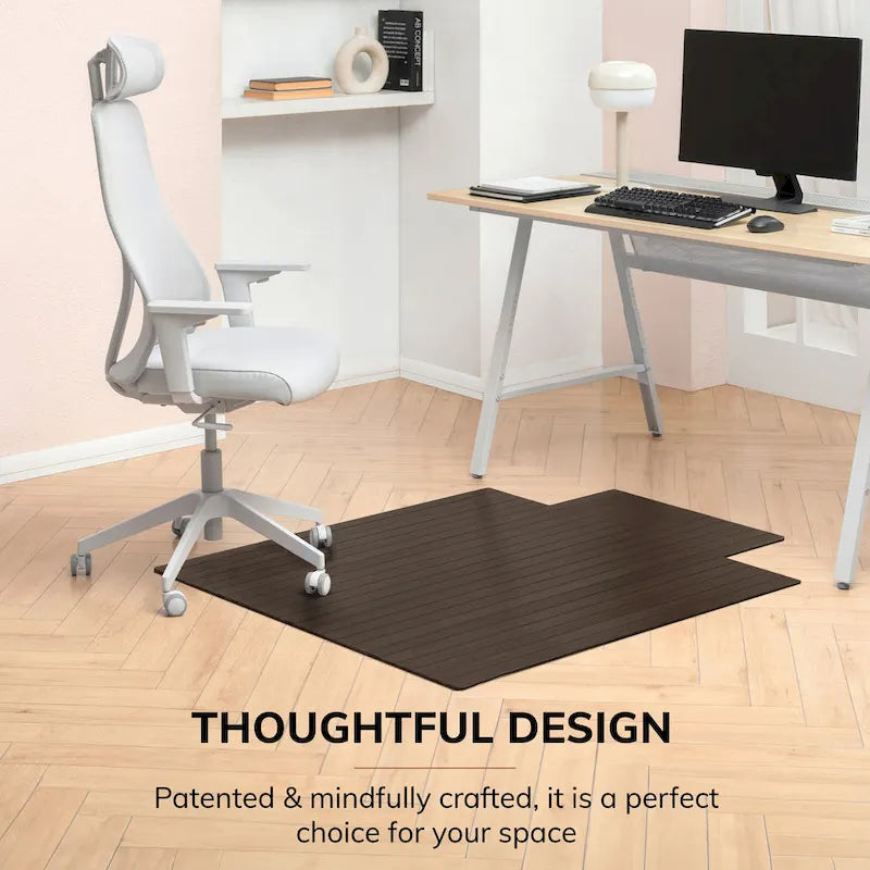 Tapis de chaise rectangulaire en bambou enroulable avec rebord - Protecteur et écologique, très résistant pour le bureau et la maison
