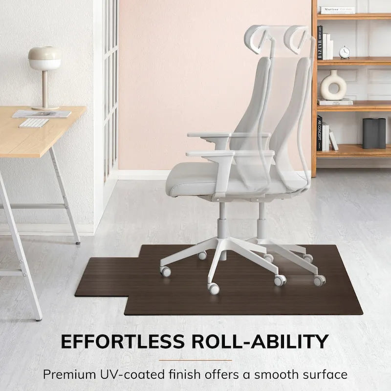 Tapis de chaise rectangulaire en bambou enroulable avec rebord - Protecteur et écologique, très résistant pour le bureau et la maison