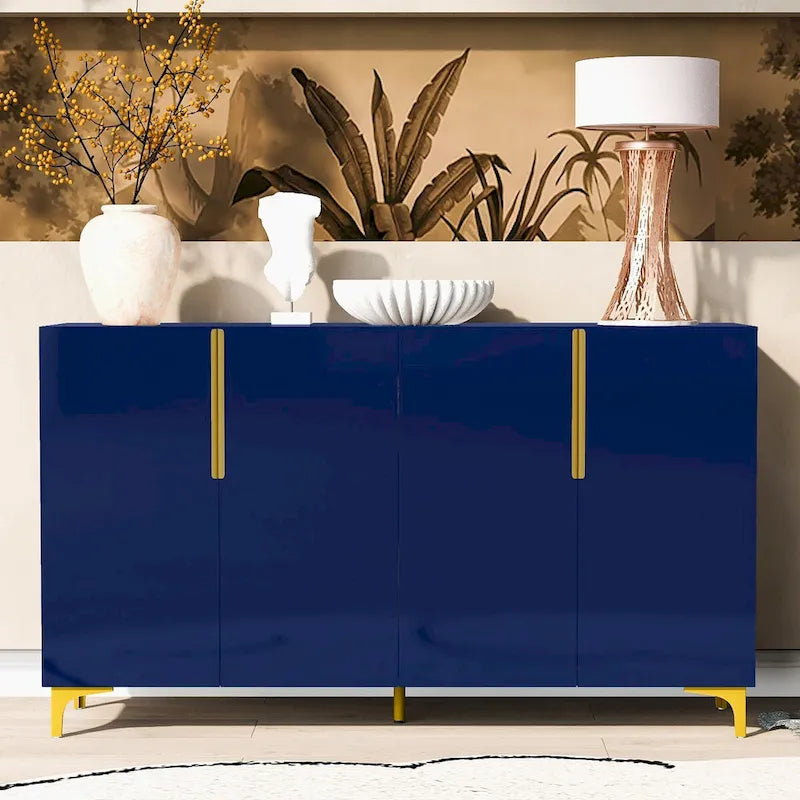 Meuble de rangement de luxe léger au fini lustré moderne et étagères réglables