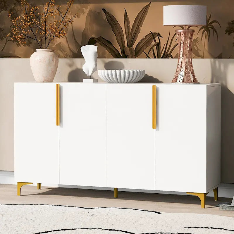 Meuble de rangement de luxe léger au fini lustré moderne et étagères réglables