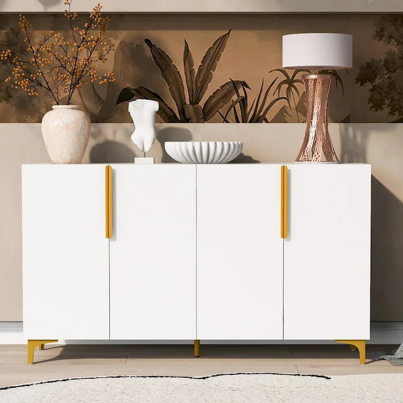 Meuble de rangement de luxe léger au fini lustré moderne et étagères réglables