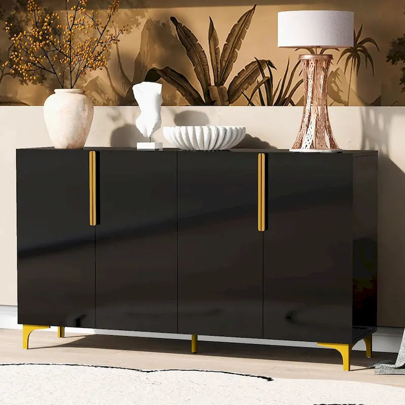 Meuble de rangement de luxe léger au fini lustré moderne et étagères réglables